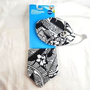 New Vibrant Life Dog Bucket Hat Bandana Matching Set XXS/XS Tropical Black White